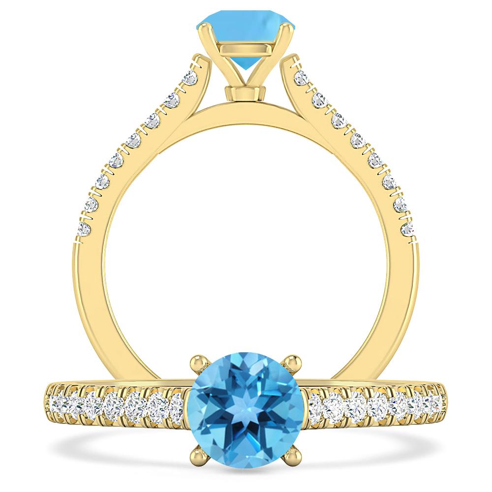 Yellow Gold - Blue Topaz