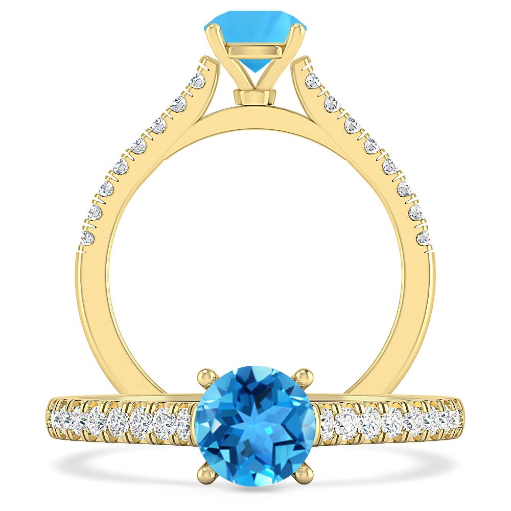 Yellow Gold - Blue Topaz