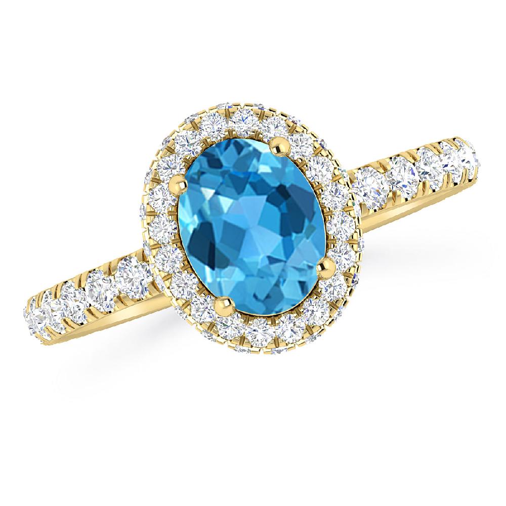 Yellow Gold - Blue Topaz