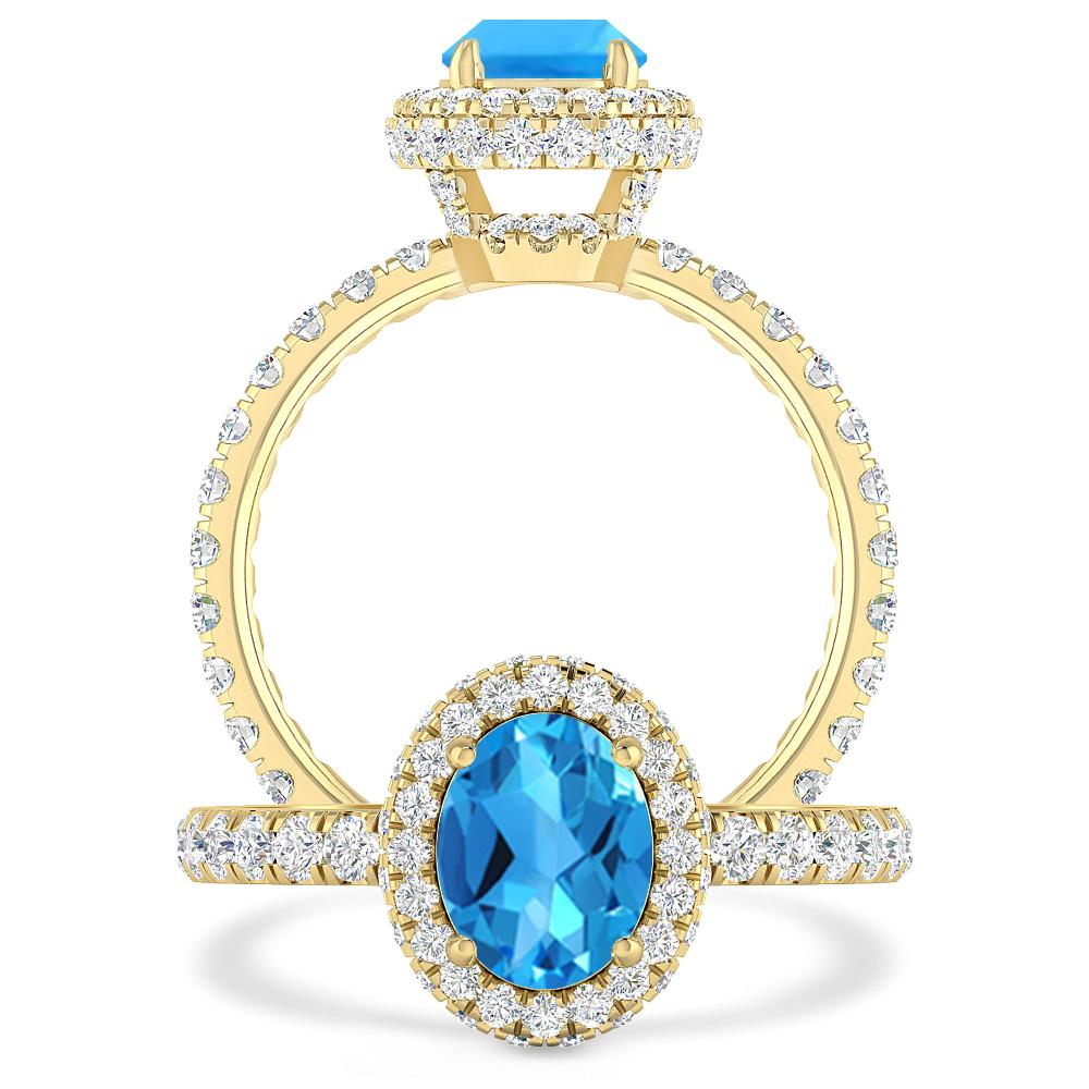 Yellow Gold - Blue Topaz