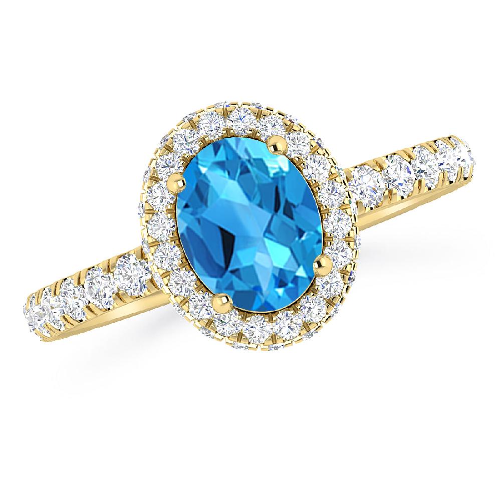 Yellow Gold - Blue Topaz