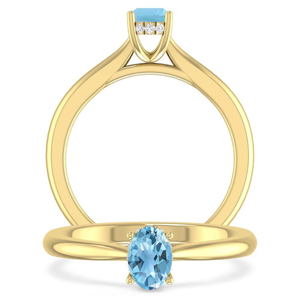 Yellow Gold - Blue Topaz