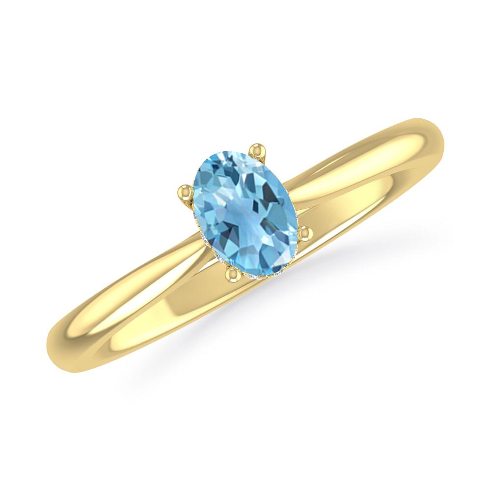 Yellow Gold - Blue Topaz