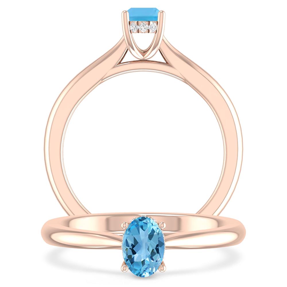 Rose Gold - Blue Topaz