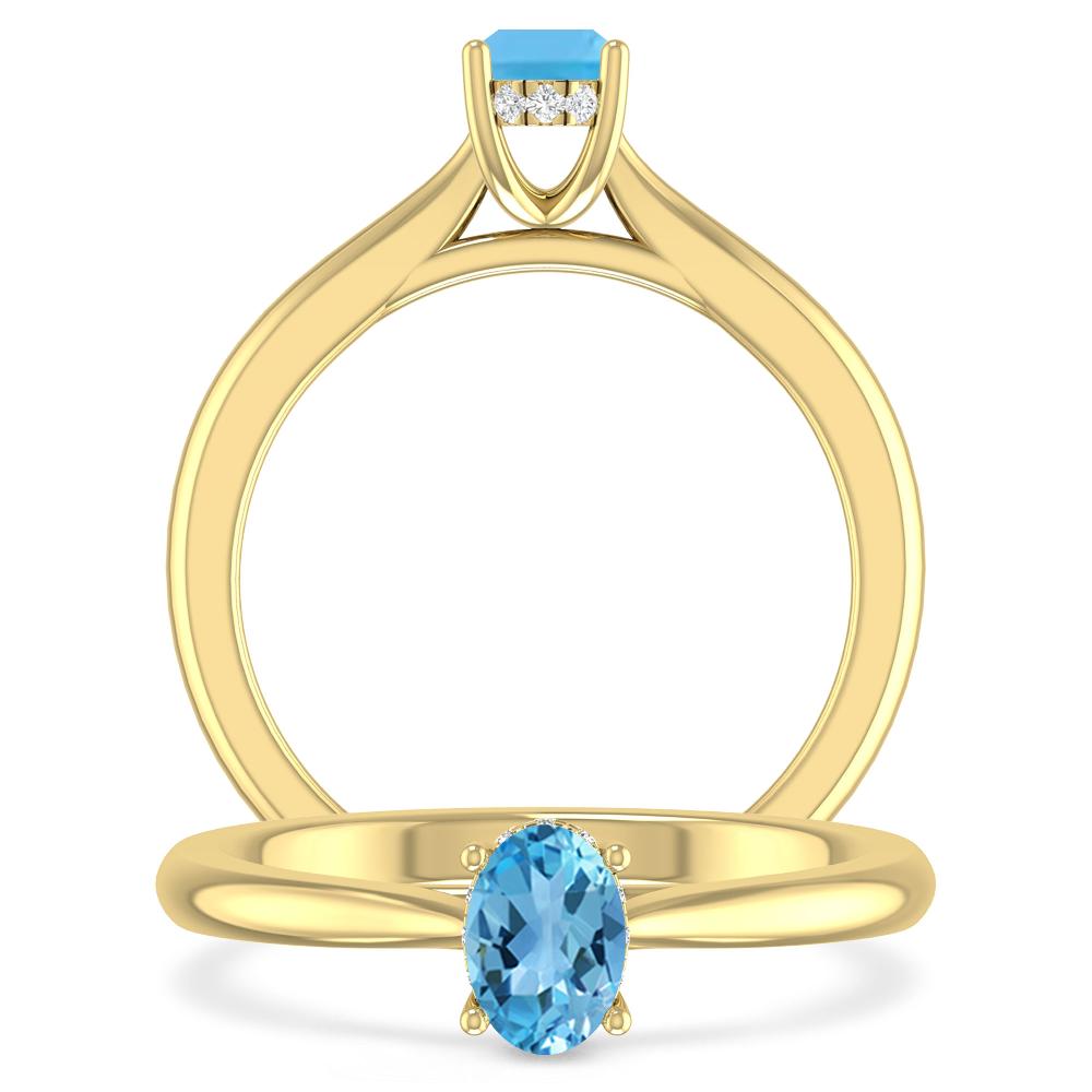 Yellow Gold - Blue Topaz