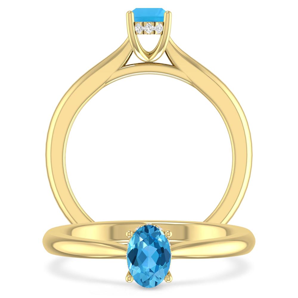 Yellow Gold - Blue Topaz