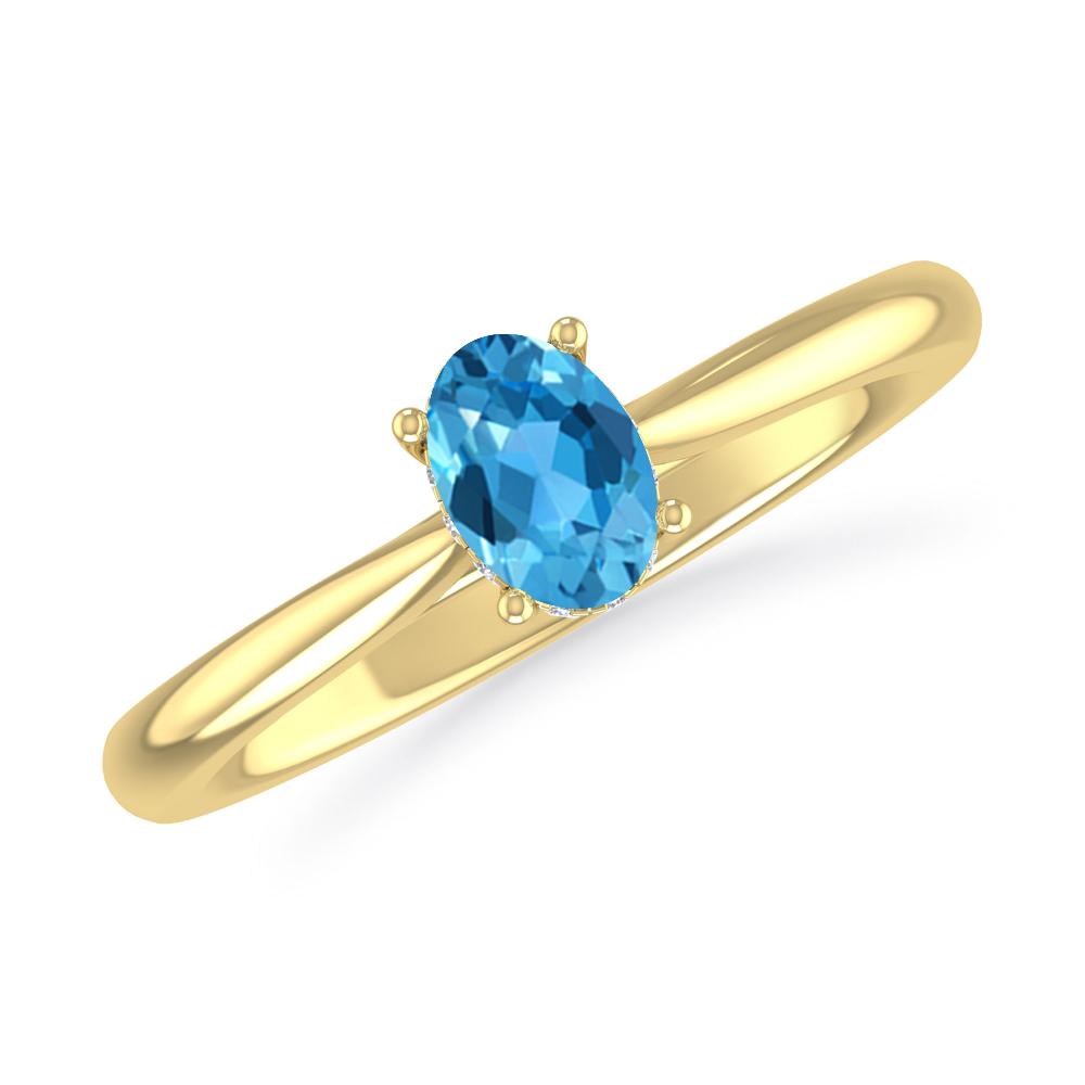 Yellow Gold - Blue Topaz