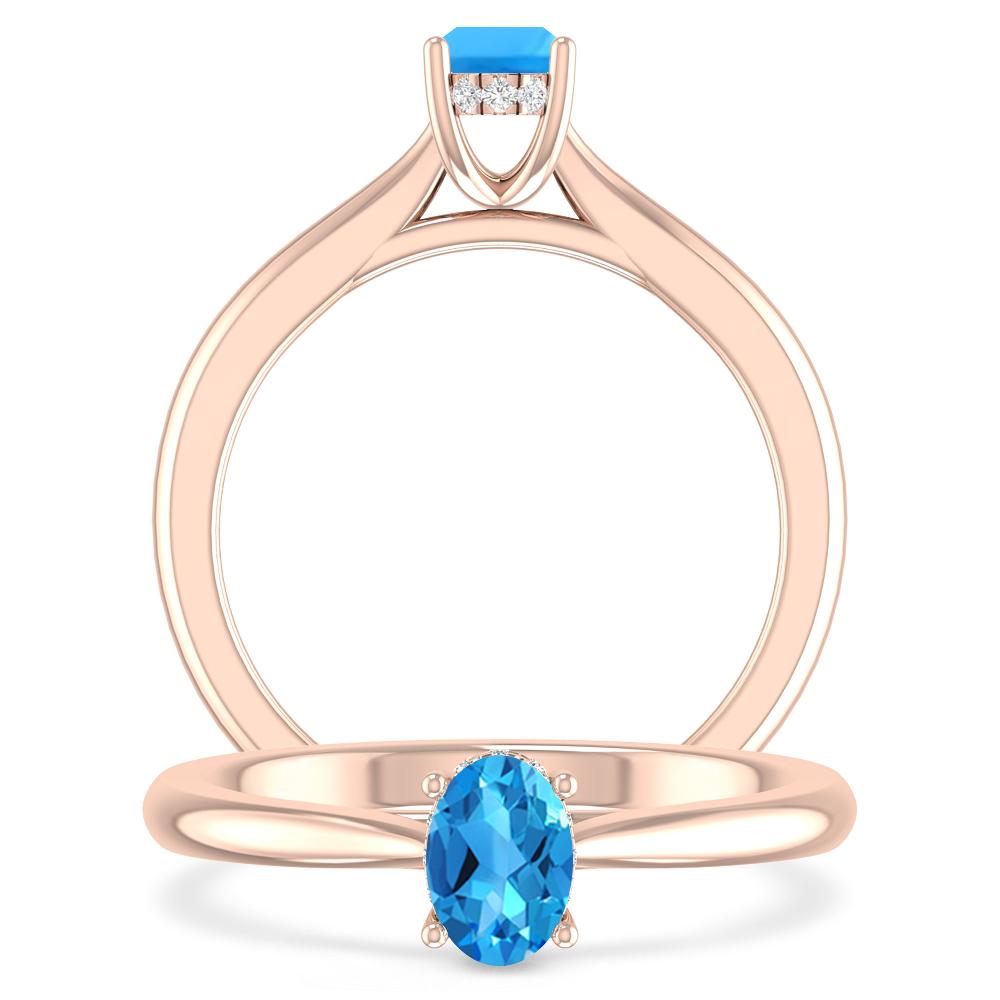 Rose Gold - Blue Topaz