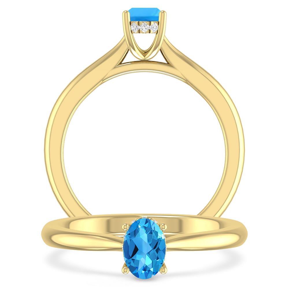 Yellow Gold - Blue Topaz