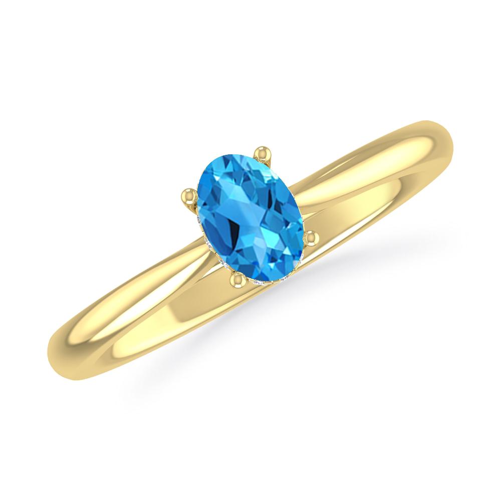 Yellow Gold - Blue Topaz