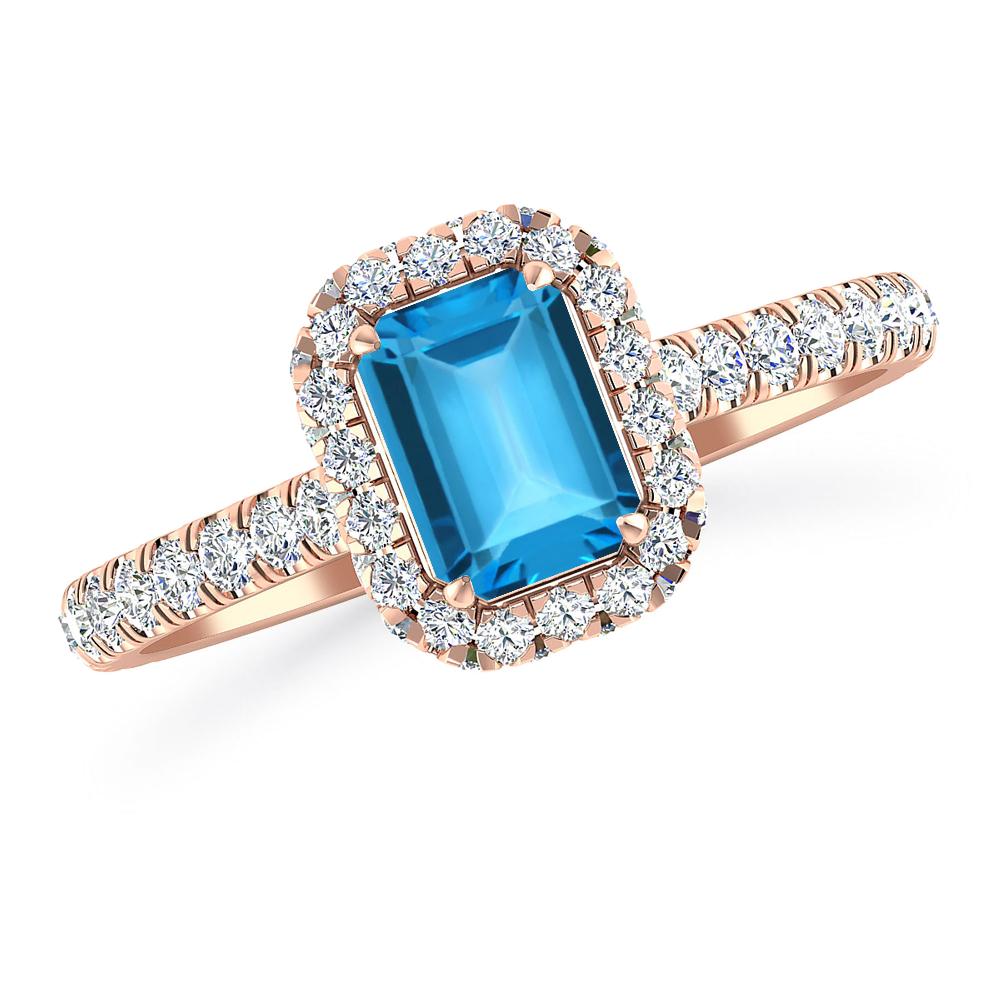 Rose Gold - Blue Topaz