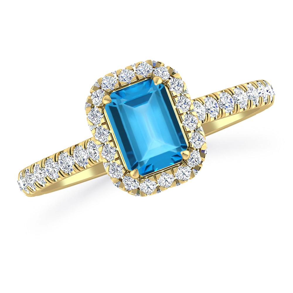 Yellow Gold - Blue Topaz