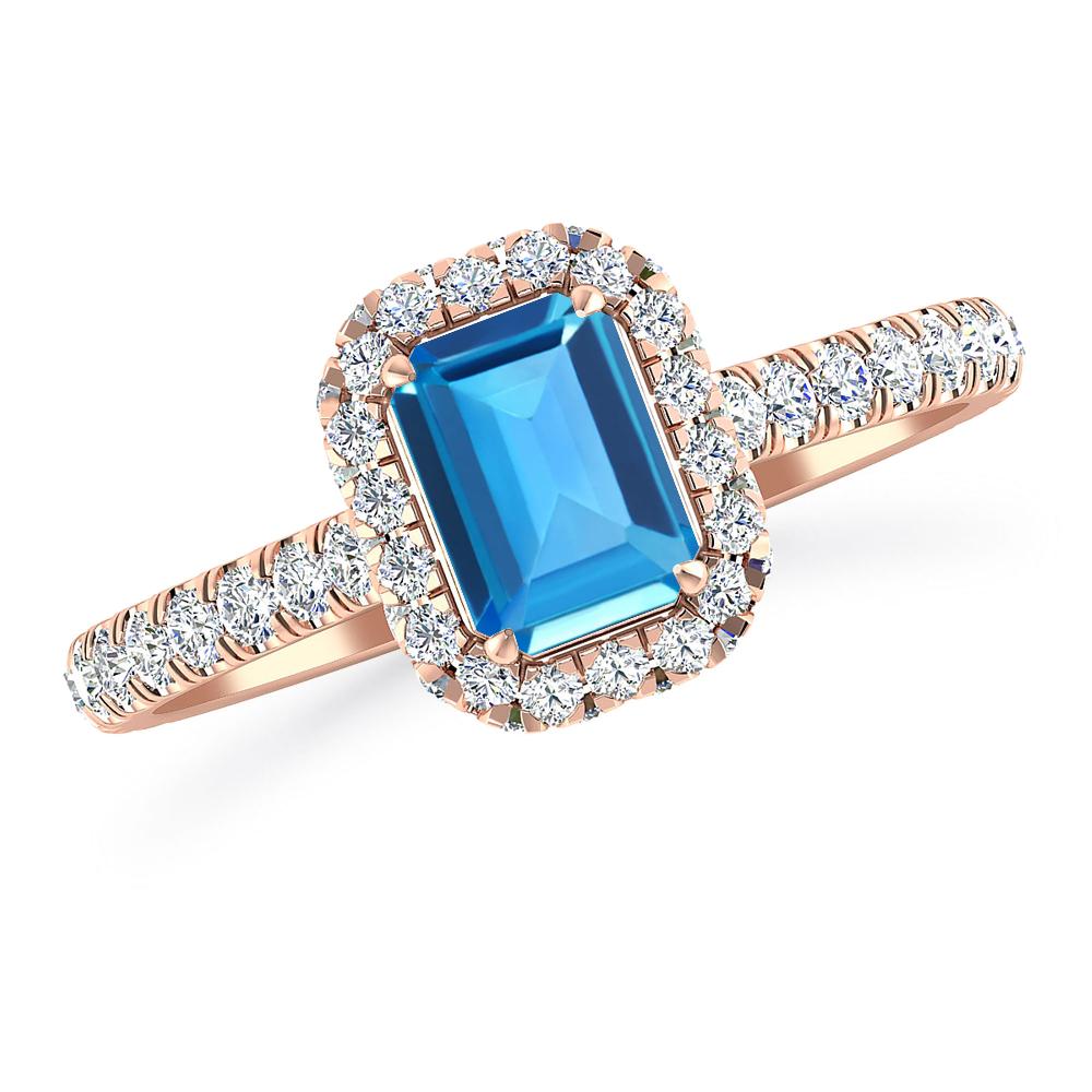 Rose Gold - Blue Topaz