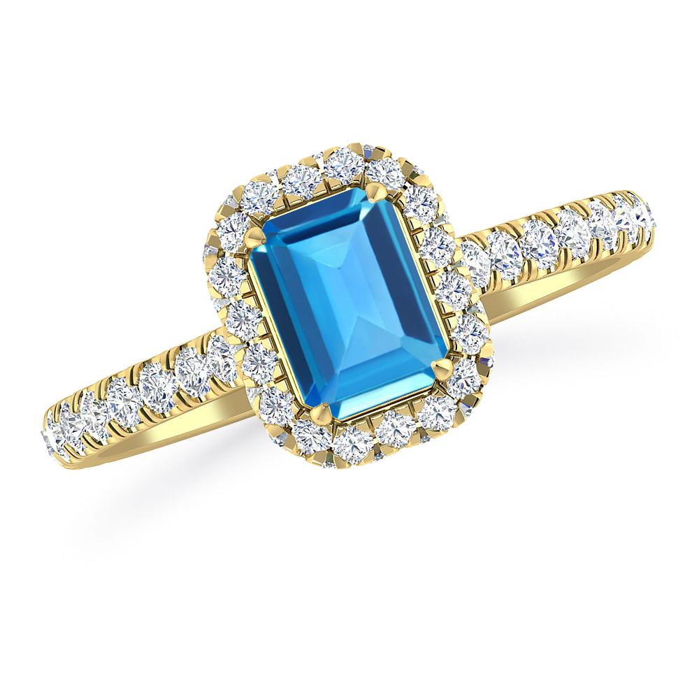 Yellow Gold - Blue Topaz