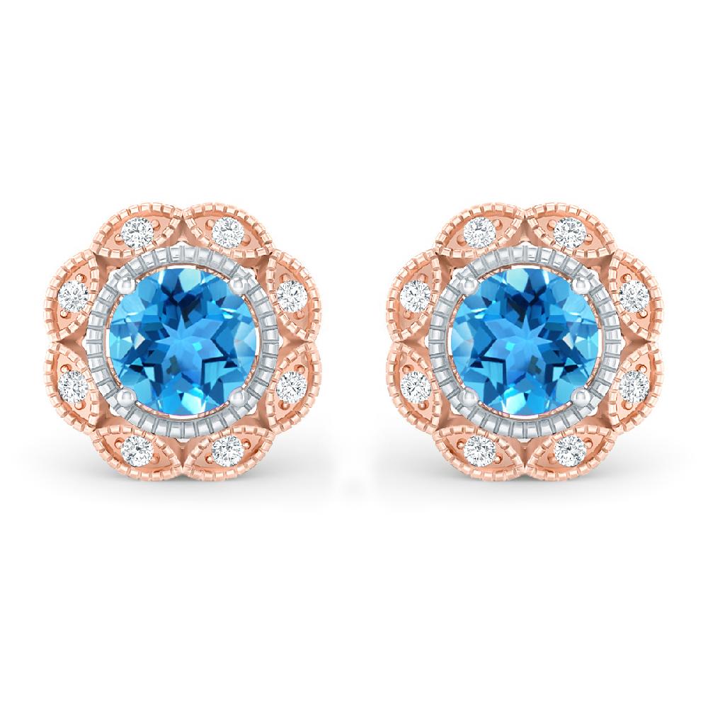 Rose Gold - Blue Topaz