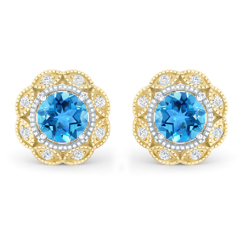 Yellow Gold - Blue Topaz