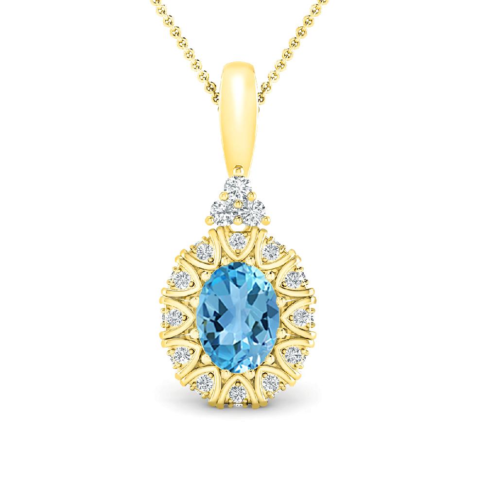 Yellow Gold - Blue Topaz