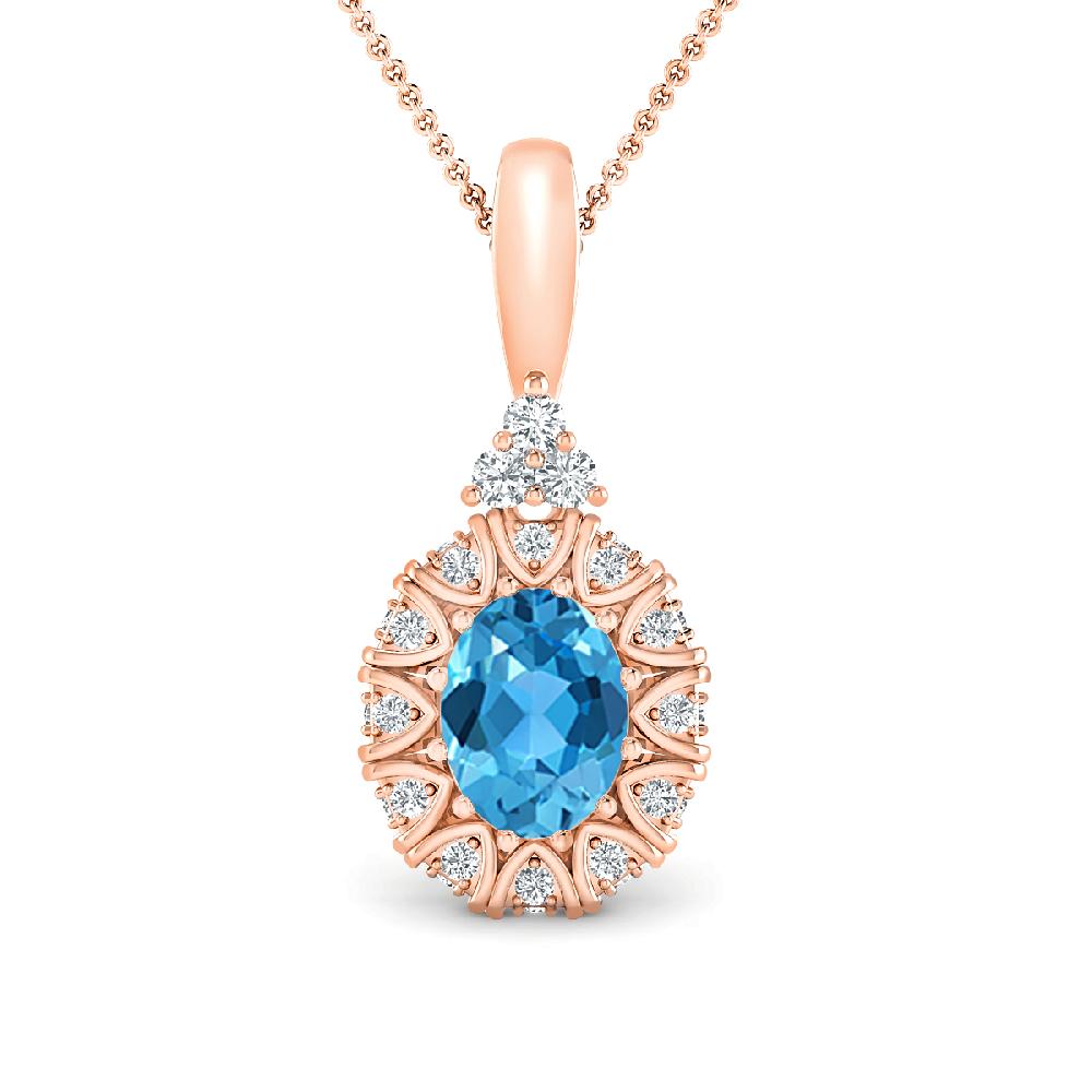 Rose Gold - Blue Topaz