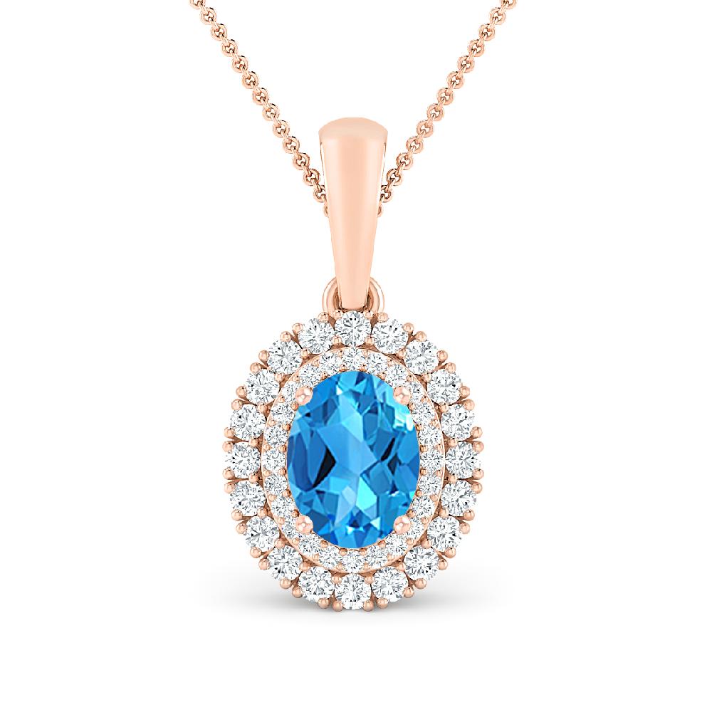 Rose Gold - Blue Topaz