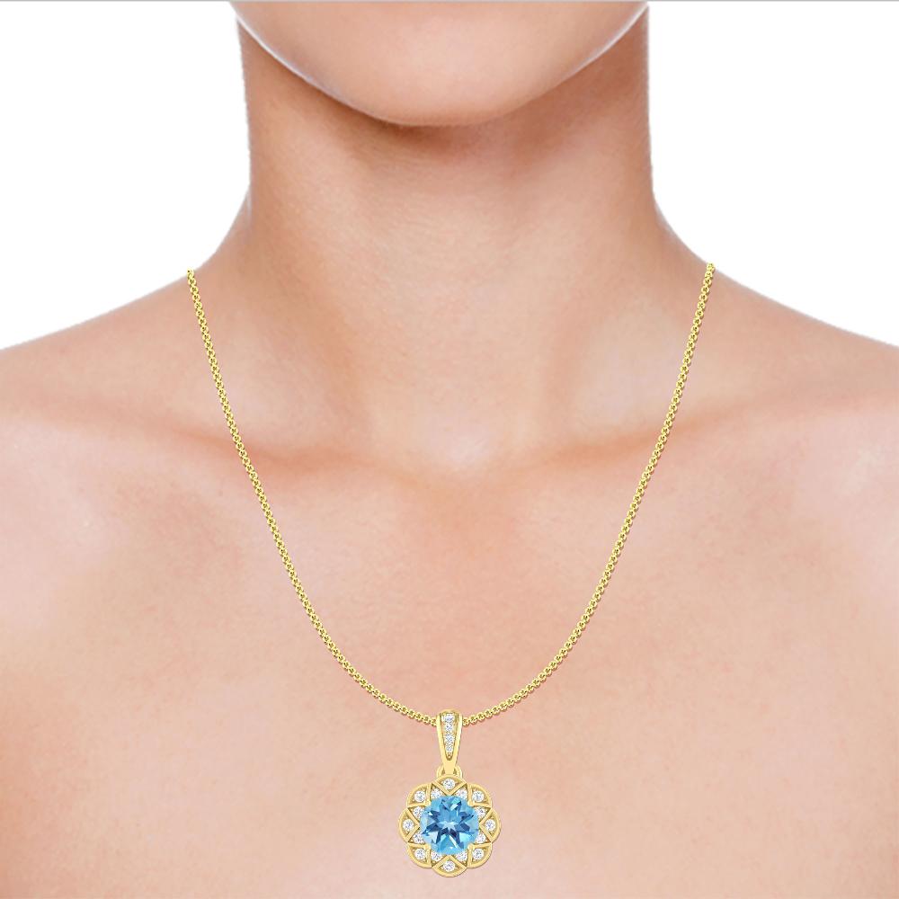 Yellow Gold - Blue Topaz