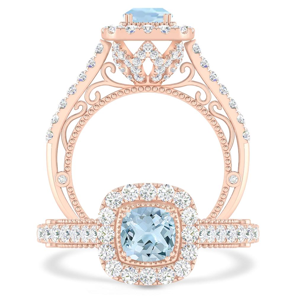 Rose Gold - Aquamarine