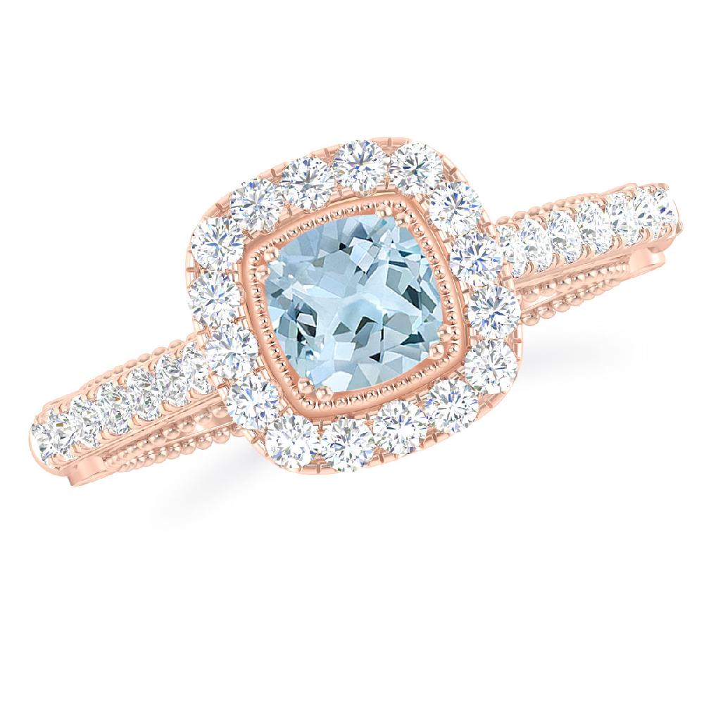 Rose Gold - Aquamarine