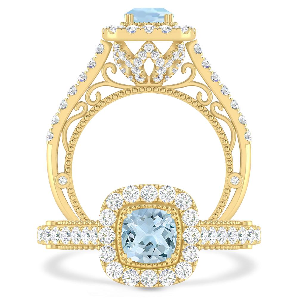 Yellow Gold - Aquamarine