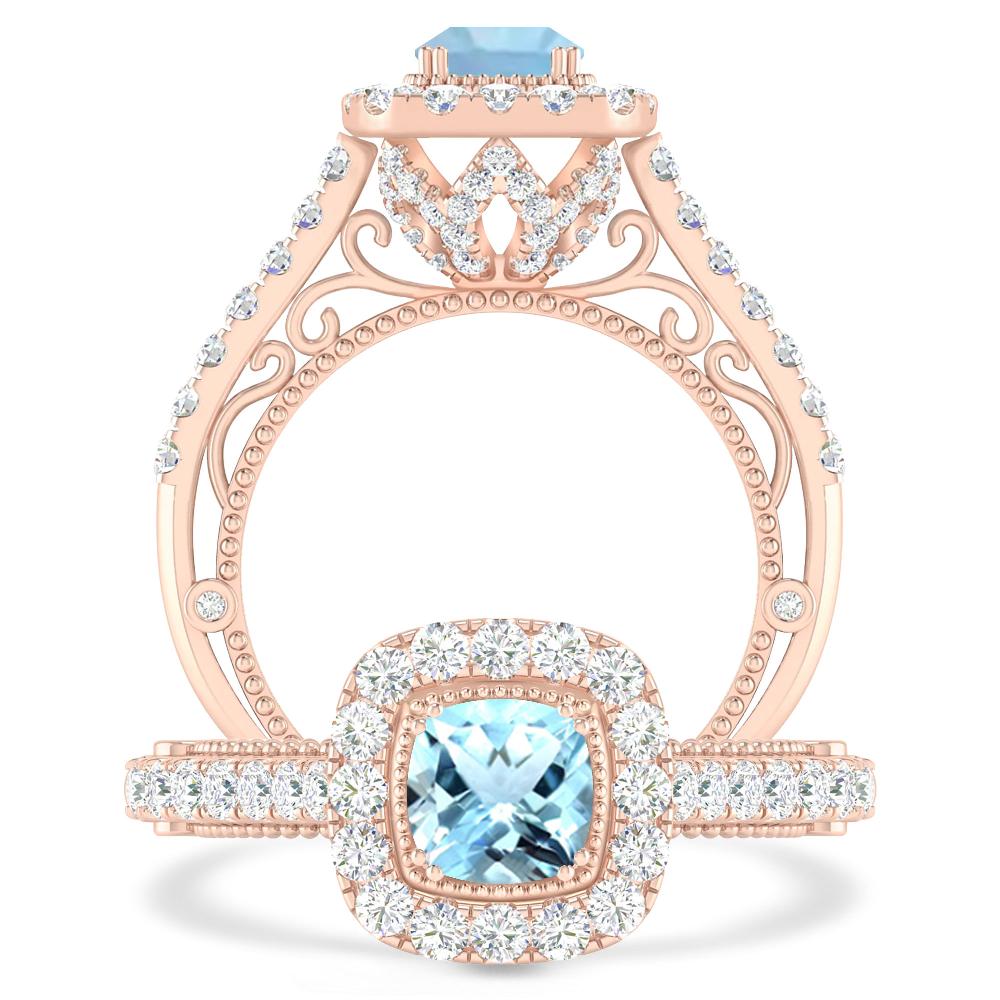 Rose Gold - Aquamarine