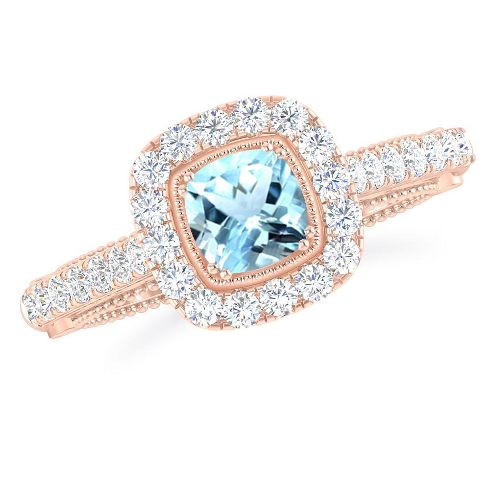 Rose Gold - Aquamarine