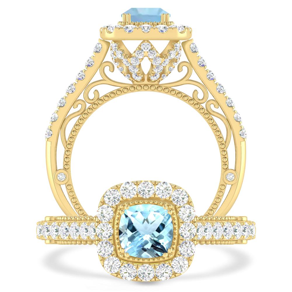 Yellow Gold - Aquamarine