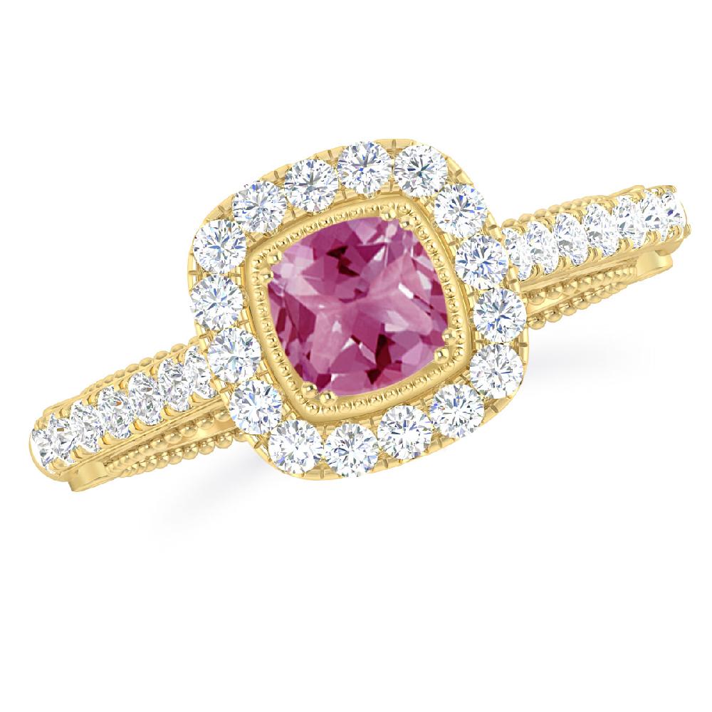 Yellow Gold - Pink Tourmaline