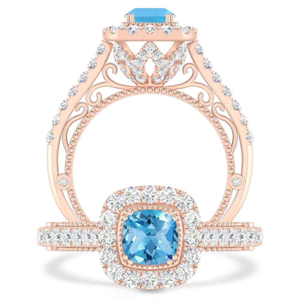 Rose Gold - Blue Topaz