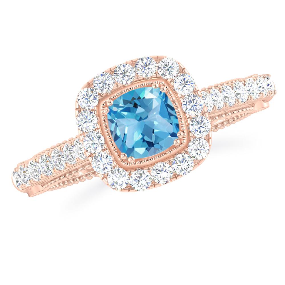 Rose Gold - Blue Topaz