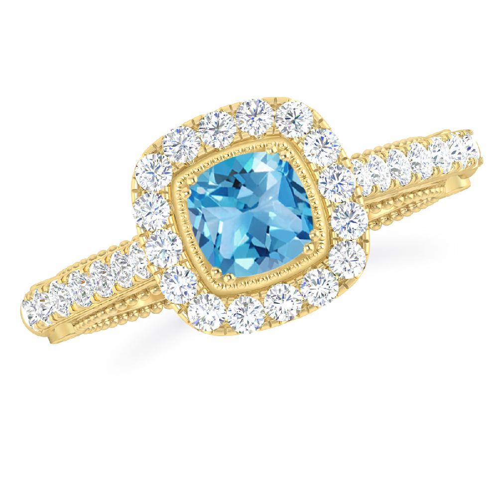 Yellow Gold - Blue Topaz