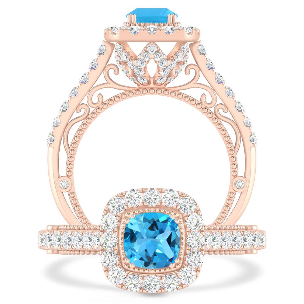 Rose Gold - Blue Topaz