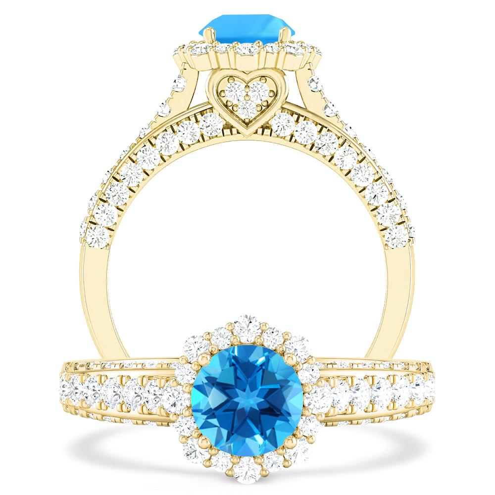 Yellow Gold - Blue Topaz