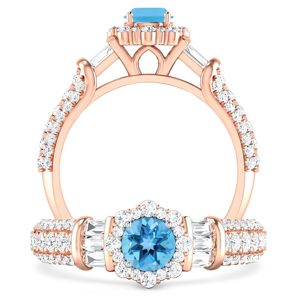 Rose Gold - Blue Topaz