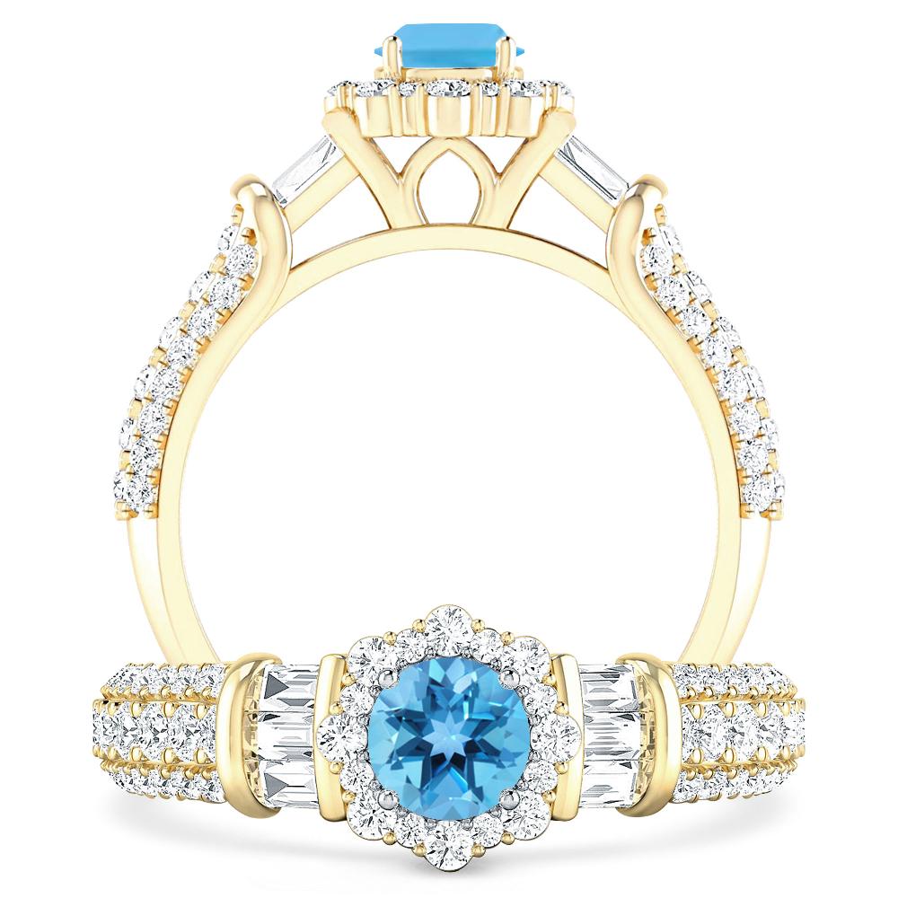 Yellow Gold - Blue Topaz