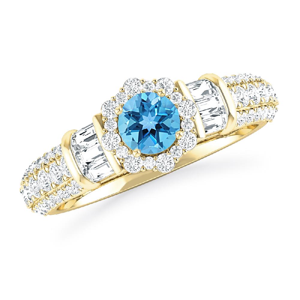 Yellow Gold - Blue Topaz