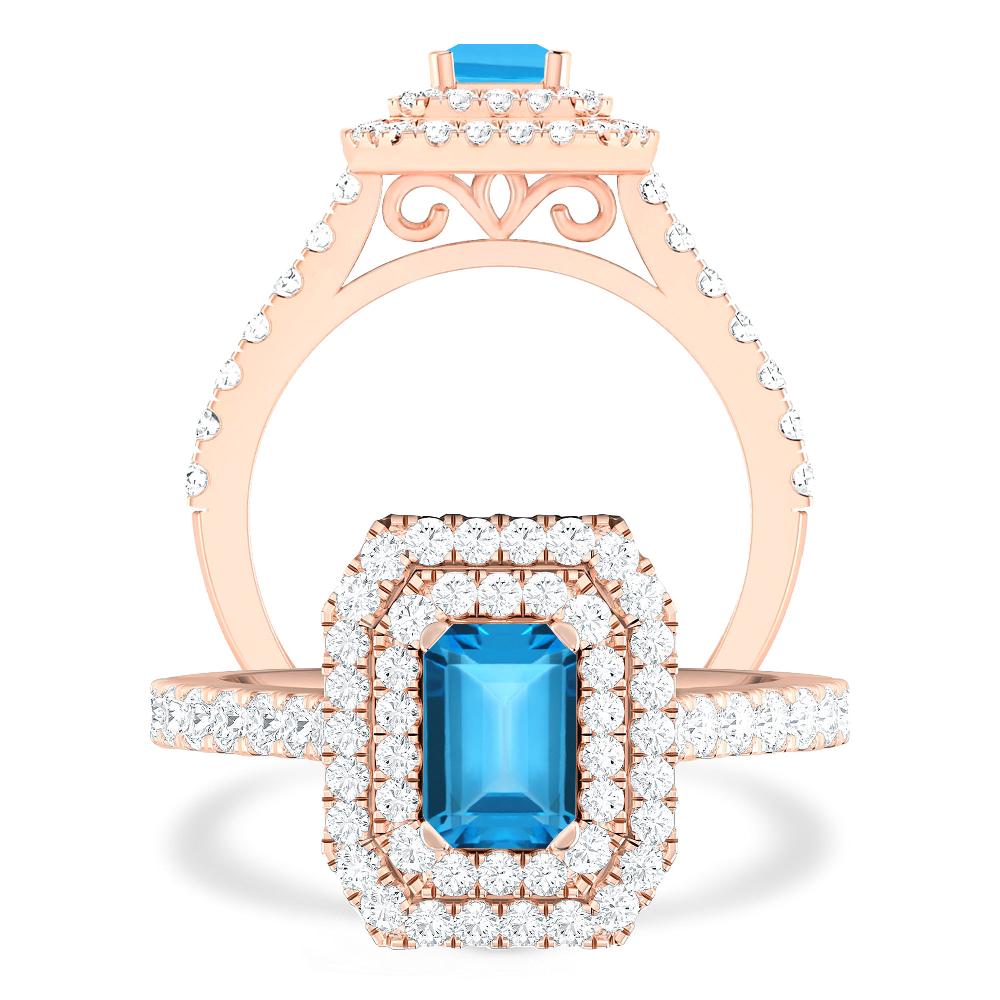 Rose Gold - Blue Topaz
