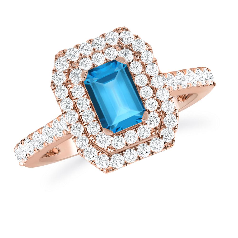 Rose Gold - Blue Topaz