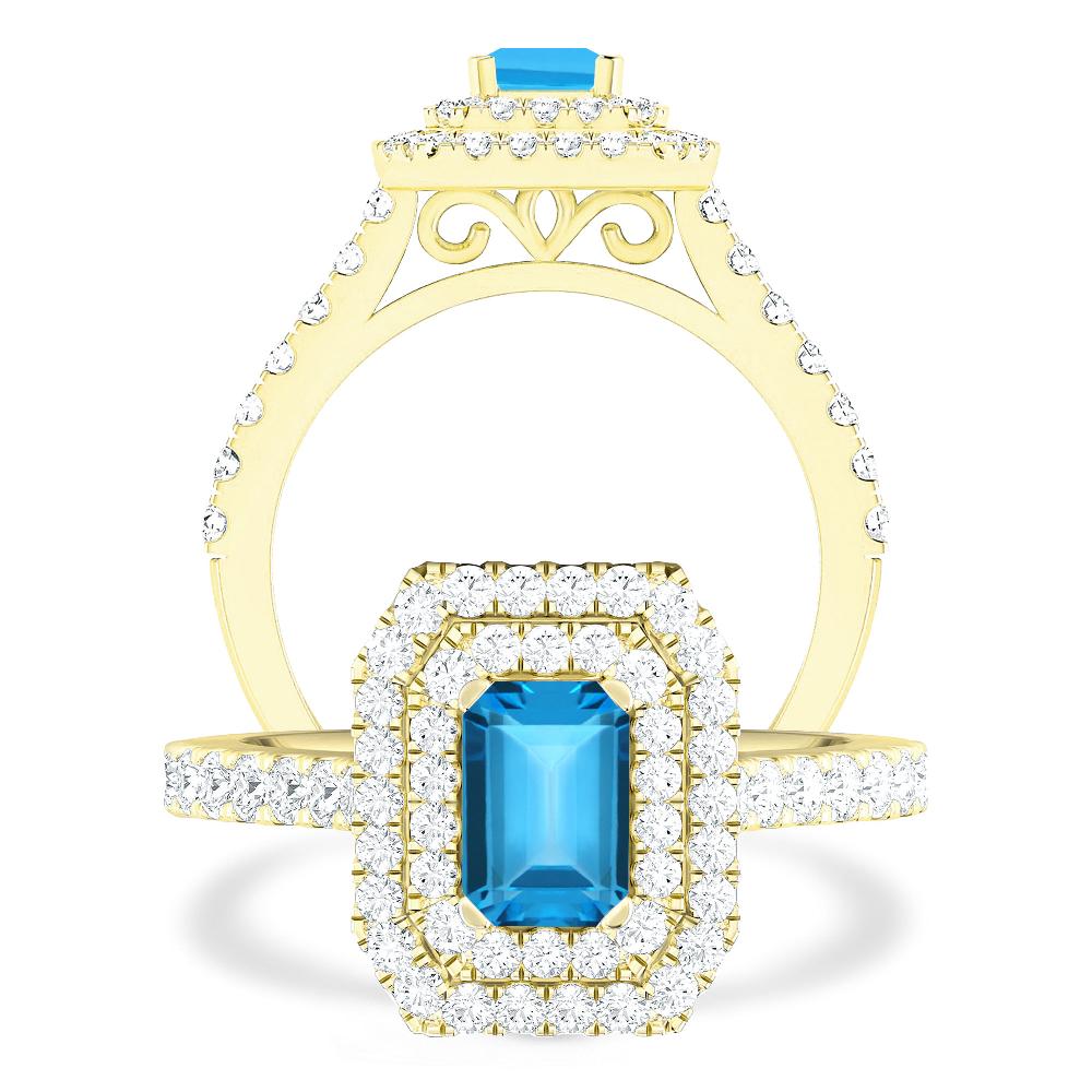 Yellow Gold - Blue Topaz