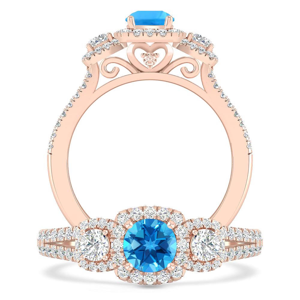 Rose Gold - Blue Topaz