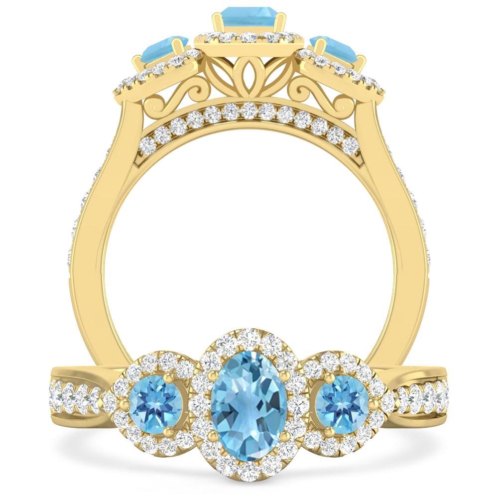 Yellow Gold - Blue Topaz