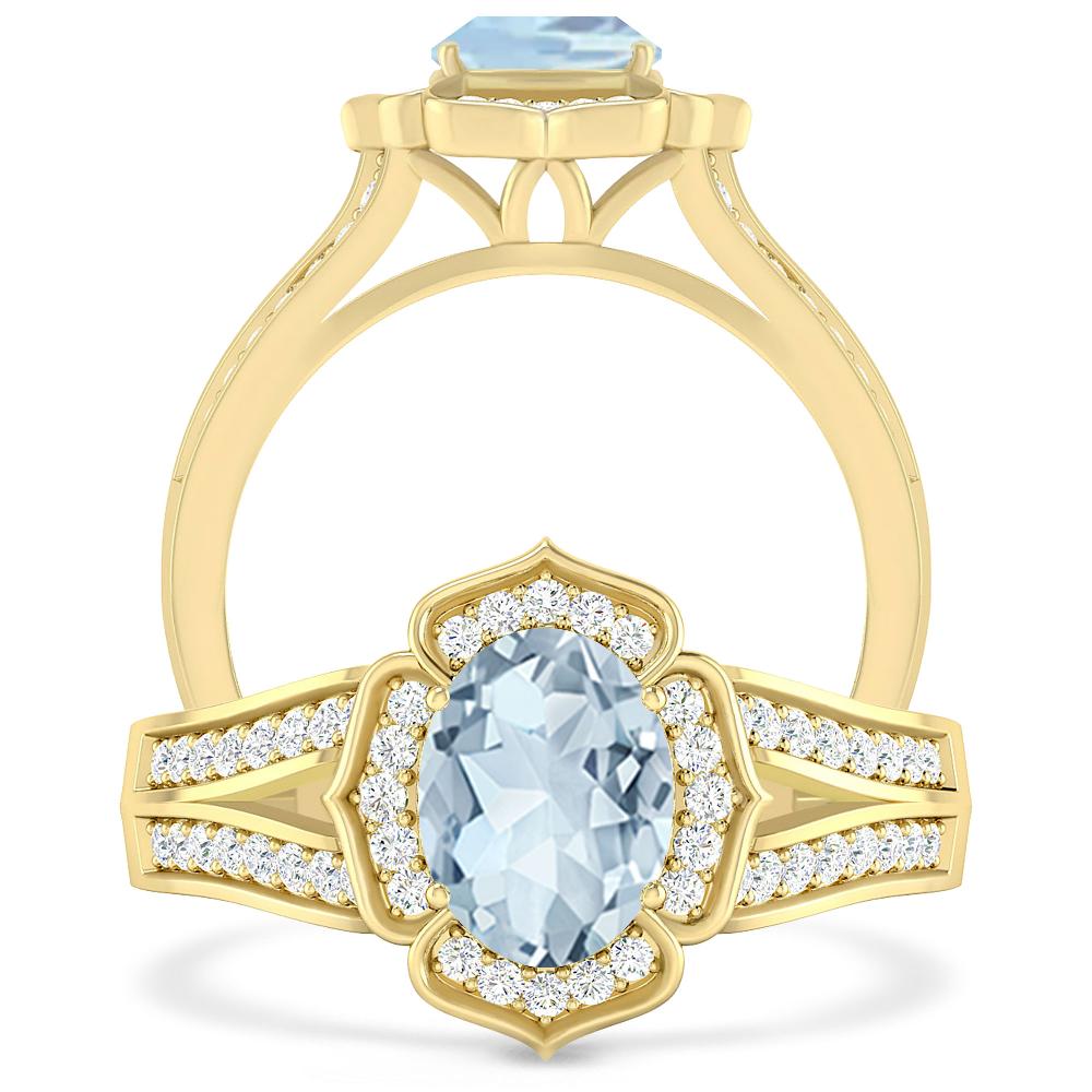Yellow Gold - Aquamarine