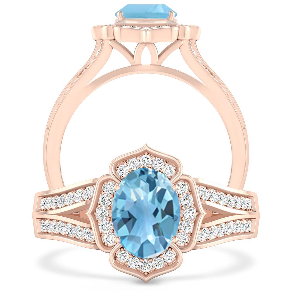 Rose Gold - Blue Topaz