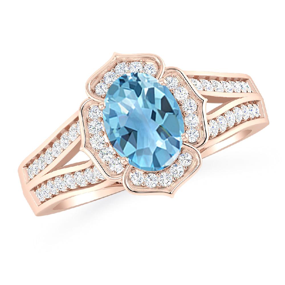 Rose Gold - Blue Topaz