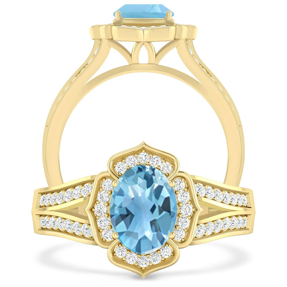 Yellow Gold - Blue Topaz