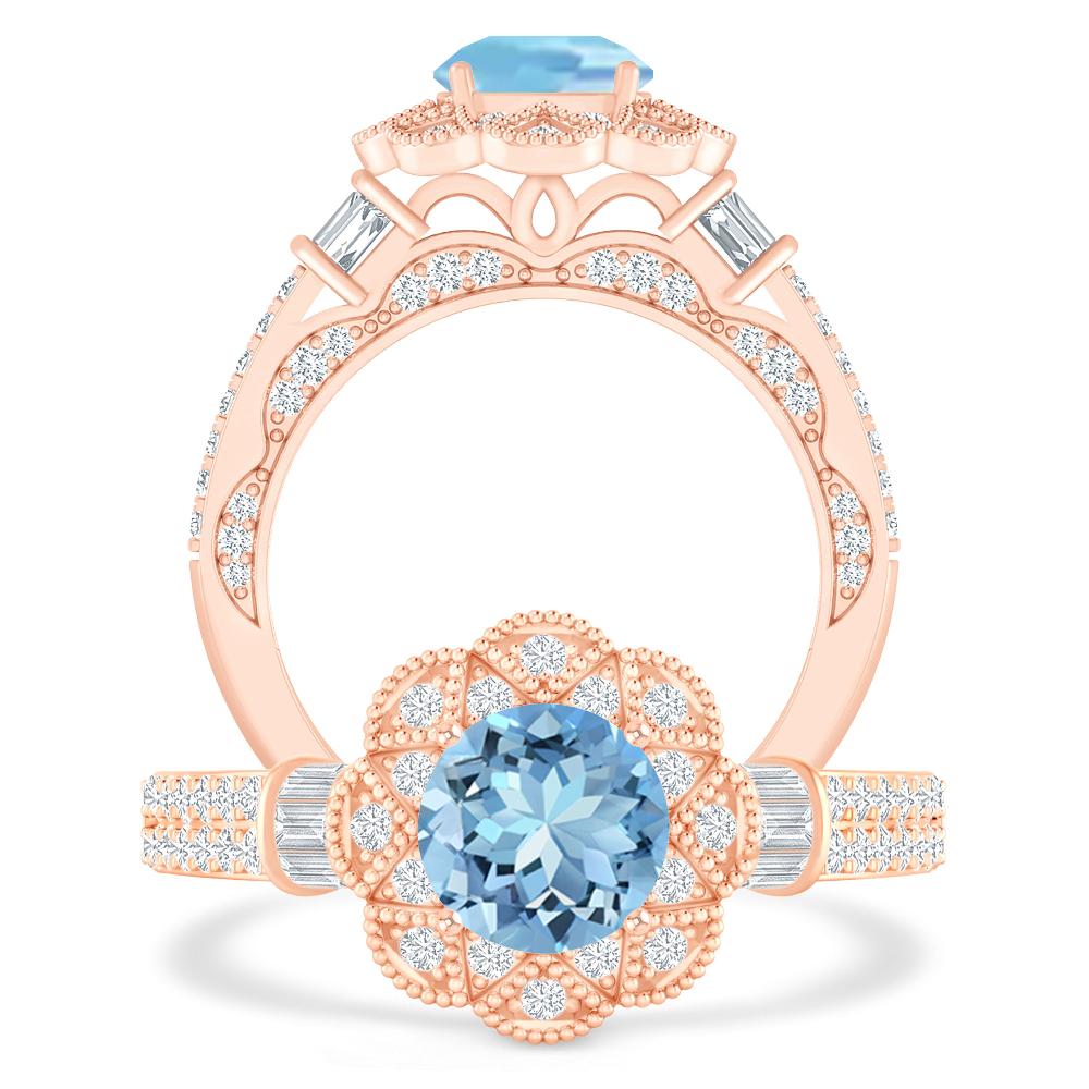 Rose Gold - Aquamarine