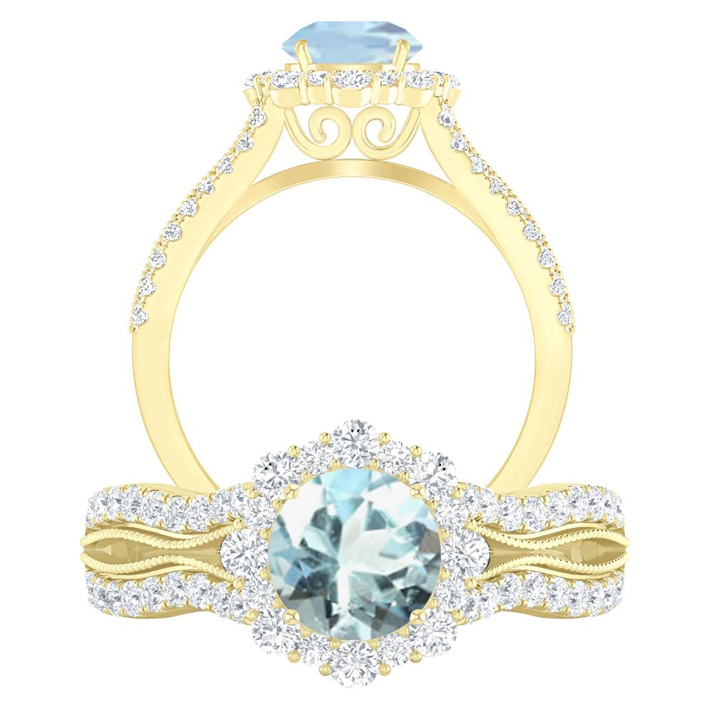 Yellow Gold - Aquamarine